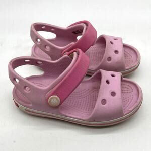 Toddler Girls Crocs Kids Crocband Sandals Size 7c Pink / White